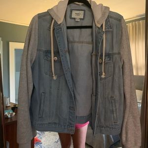 Fun layered look denim jacket / sweatshirt